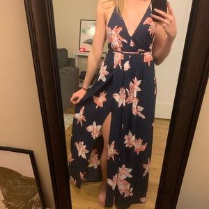 Backless Floral Maxi Dress